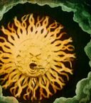 Still from an early animation showing a sun swallinging a train By Georges Méliès - Méliès: Fairy Tales in Color, Public Domain, Creative Commons