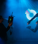 Performer at the CoSTAR Live Lab launch event at Production Park, Wakefield, February 2025
