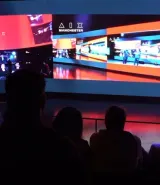 Audience members at a 5G multi-location Six Nations rugby watch party using immersive technology, hosted across Dundee, Salford, Cardiff and Belfast