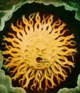 Still from an early animation showing a sun swallinging a train By Georges Méliès - Méliès: Fairy Tales in Color, Public Domain, Creative Commons