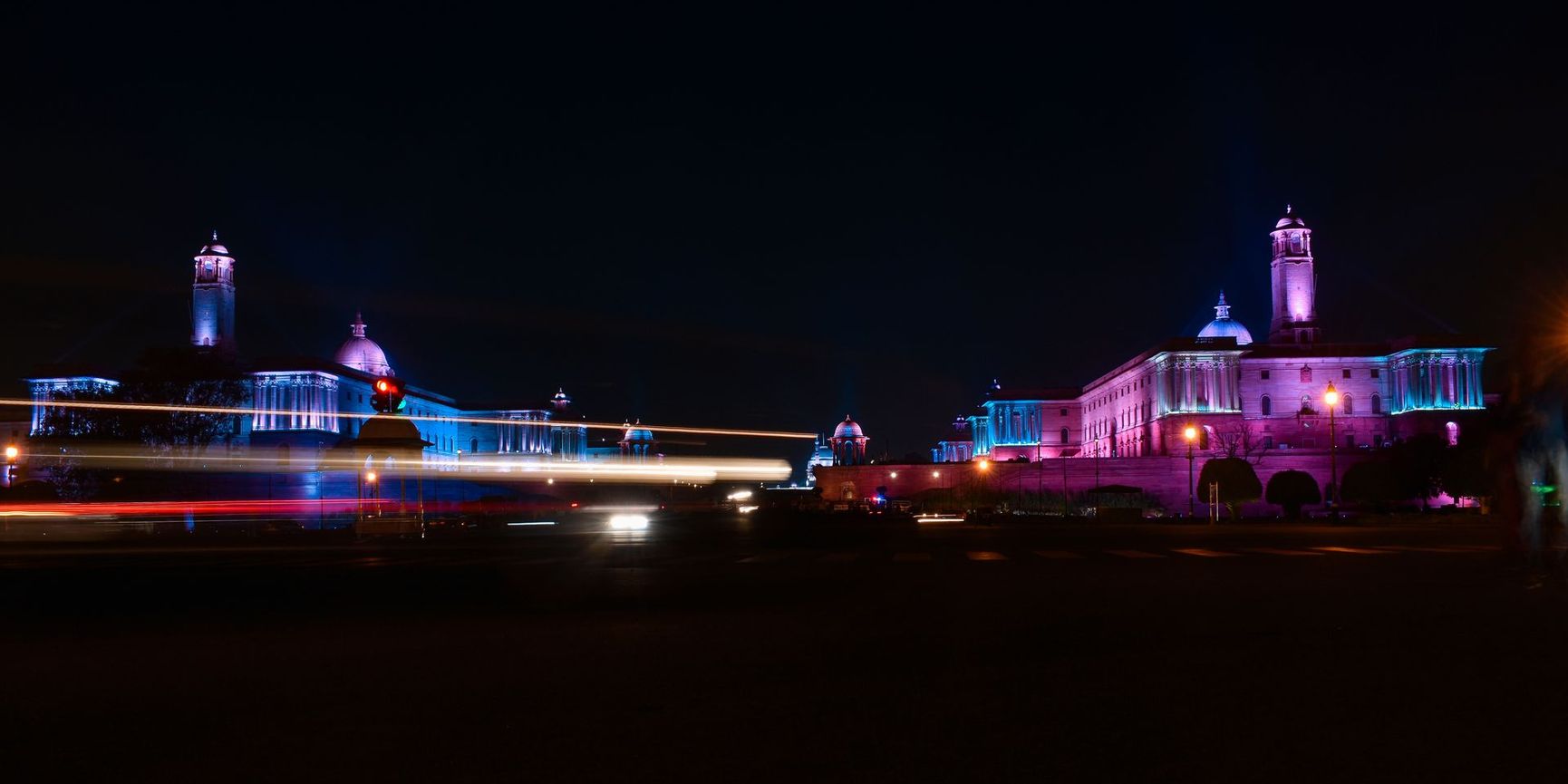 parliament house india at night