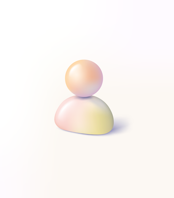 3D figure headshot/profile picture placeholder icon with soft gradient