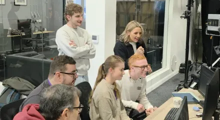 A musician performing while their movements are captured using markerless motion capture technology at the CoSTAR Live Lab, as part of Copper Candle's project