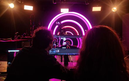 A person using Megaverse immersive technology on the virtual production stage at the CoSTAR National Lab Futures Studio, January 2026