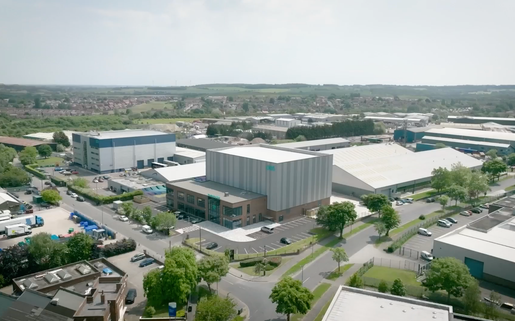 Aerial photograph of Production Park campus in Wakefield, Yorkshire, showing the site of the CoSTAR Live Lab facilities