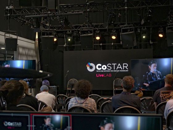 Workshop attendees watching Live Lab's RISE MoCAP video