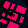 hand on many different sized screens dark background pink screens 