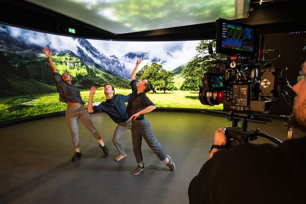 A person using an augmented reality headset during the CoSTAR Realtime Lab launch event at Abertay University, Dundee