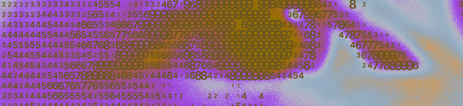Image of an eye with a filter showing the shadings in purple and orange for illustration