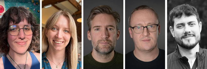 Five headshots of people looking at the camera two women and three men who work for Ten24