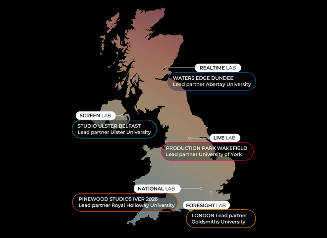 Map of UK showing network labs